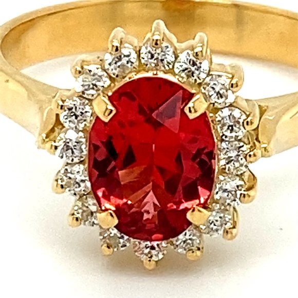 GIA Red Spinel 1.82ct Diamonds Solid 18K Gold Ring - Picture 7 of 8